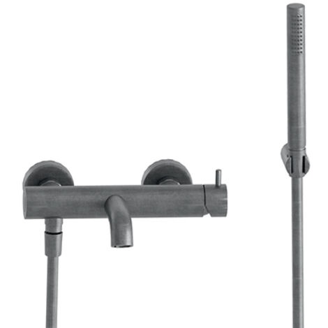 Robinet mitigeur bain douche TRIVERDE métal brossé avec flexible et support - Cristina Ondyna