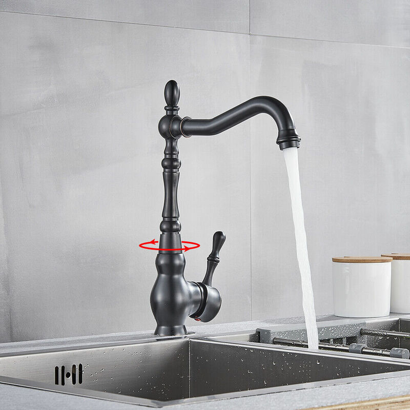 Suguword - Robinet Cuisine Bronze Huilé Pivotant à 360° Mitigeur Cuisine Robinet Laiton