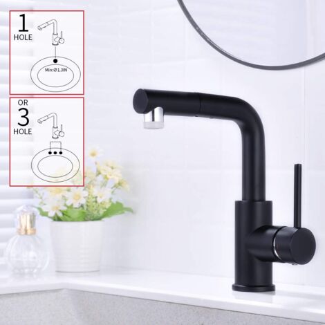 Robinet mitigeur cuisine noir mat avec douchette extractible – 3 fonctions – Rotation 360° – Acier inoxydable – Compatible éviers doubles – Faustina