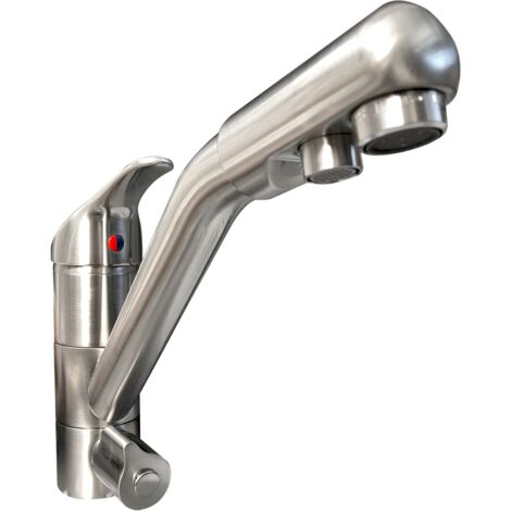 Robinet mitigeur Dauphin 3 voies Acier inox brossé