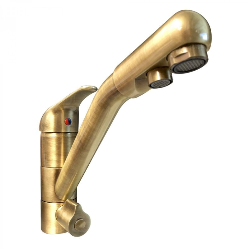 Quadro - Robinet De Cuisine Mitigeur 3 Voies Dauphin Laiton
