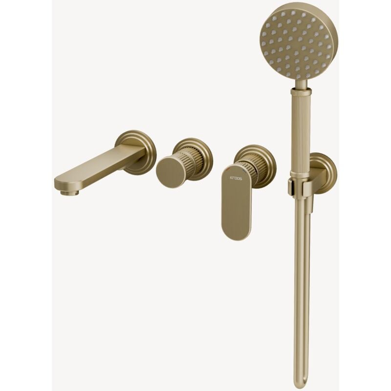Kroos ® - Mitigeur de baignoire à encastrer Doré brossé - Hera