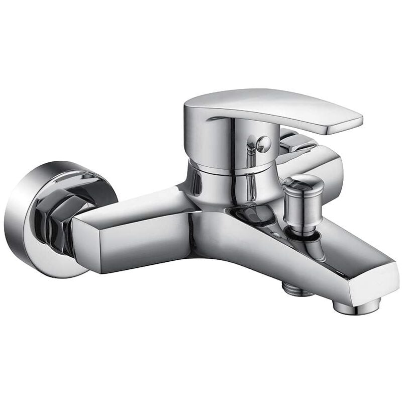 Robinet mitigeur de baignoire en laiton durable pour salle de bain, surface en cuivre chromé, montage mural pur