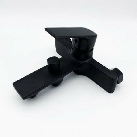 Robinet Mitigeur de Baignoire Noir Carré + Pomme de Douche - SIL
