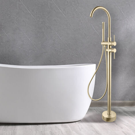 BELLEGNO Robinet mitigeur de baignoire sur pied BAGNO or brossé