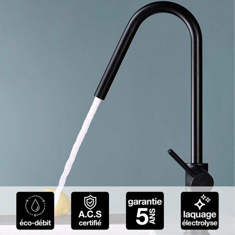 Robinet Mitigeur de Cuisine anti-calcaire avec Douche anti-calcairette Noir Mat IMEX KENIA GCE020/NG