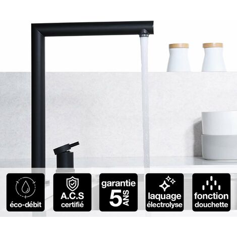 Robinet Mitigeur de Cuisine anti-calcaire Noir Mat IMEX ITACA GCE018/NG