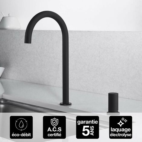 Robinet Mitigeur de Cuisine anti-calcaire Noir Mat IMEX MANACOR GCM001/NG