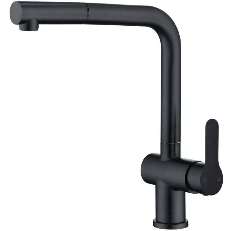 Cyslmuk - Robinet mitigeur de cuisine avec bec extractible, robinet d'évier pivotant à 360 °, robinet de cuisine en acier inoxydable noir mat