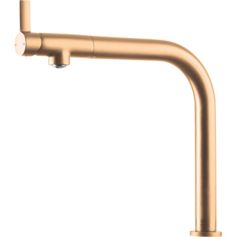 Robinet mitigeur de cuisine en cuivre mat – Bec coudé 180° – Hauteur sous bec 222mm – Débit 5.7 l/min – Flexible de raccordement inclus – Luisina