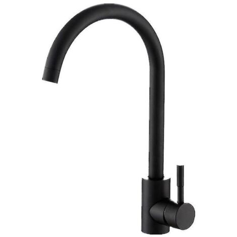 Robinet mitigeur de cuisine haut flexible noir – Acier inoxydable 304 – Monotrou – Bec en forme de 7 – Mousseur anti-éclaboussures