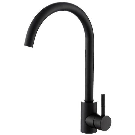 Robinet mitigeur de cuisine haut flexible noir – Acier inoxydable 304 – Monotrou – Bec en forme de 7 – Mousseur anti-éclaboussures