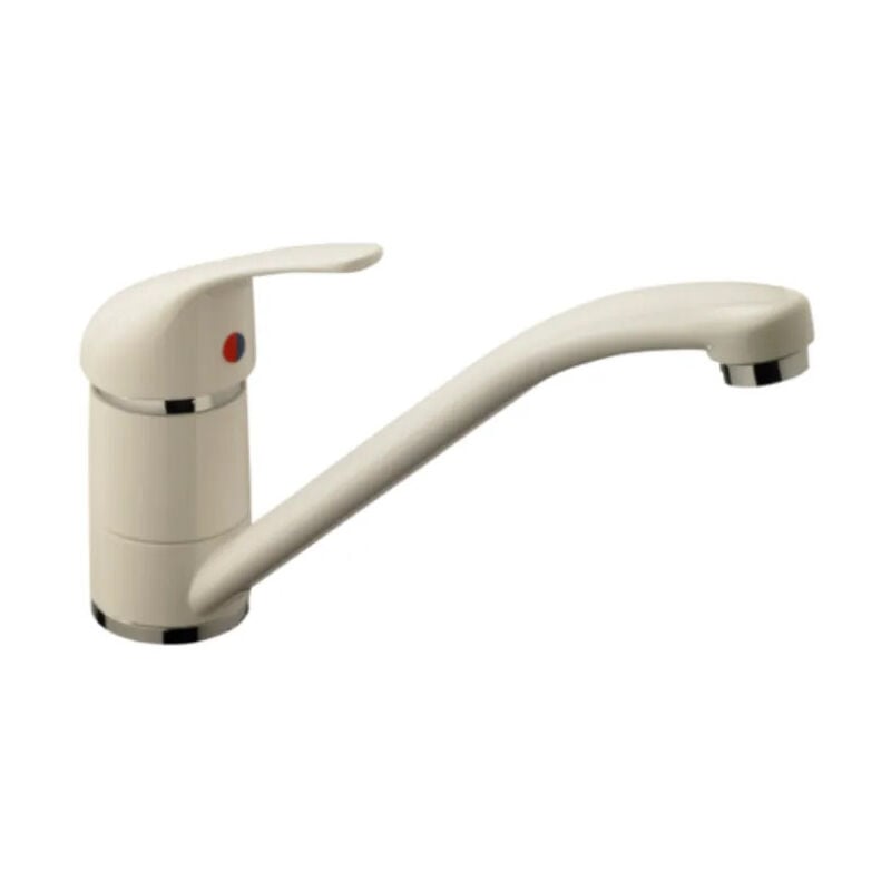 Kramer - Robinet mitigeur de cuisine, monotrou bec bas, eco blanc brillant