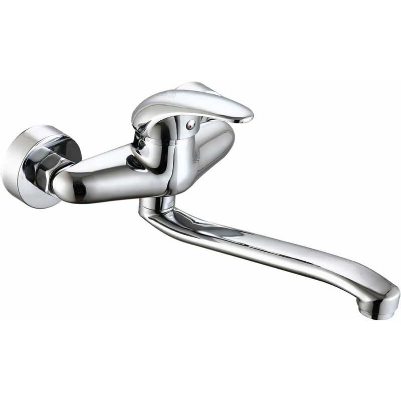 Debuns - Robinet Mitigeur de cuisine (mural), bec bas , argenté