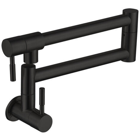 Robinet mitigeur de cuisine mural, robinet pliable, mitigeur d'évier de cuisine monotrou en acier inoxydable brossé, eau froide simple, noir.