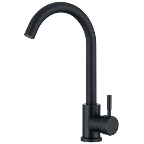 Robinet mitigeur de cuisine noir, bec pivotant à 360 °, robinet mitigeur d'évier en acier inoxydable Durable-robinet cuisine