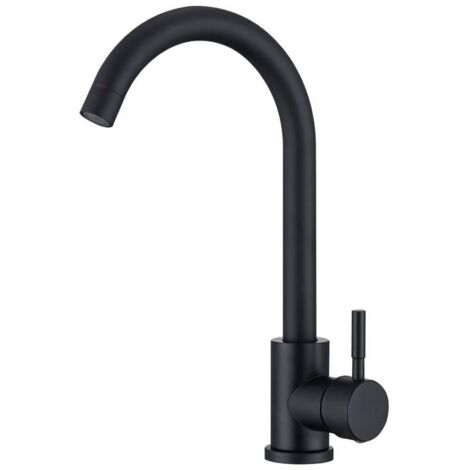 Robinet mitigeur de cuisine noir, bec pivotant à 360 °, robinet mitigeur d'évier en acier inoxydable Durable-robinet cuisine