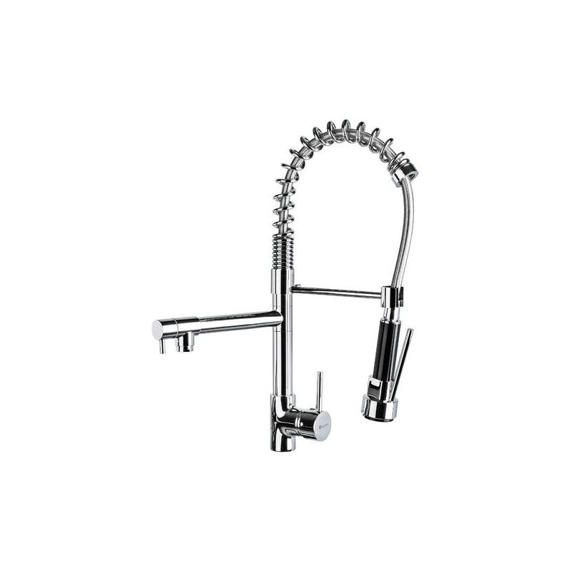 Robinet mitigeur de cuisine Pro Avec douchette et flexibles d'alimentation - Argent