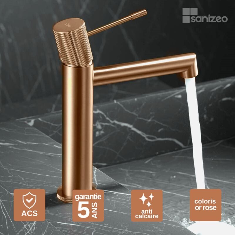 Imex Products - Robinet Mitigeur de Lavabo anti-calcaire Bas Or Rose imex line BDD038-1ORC