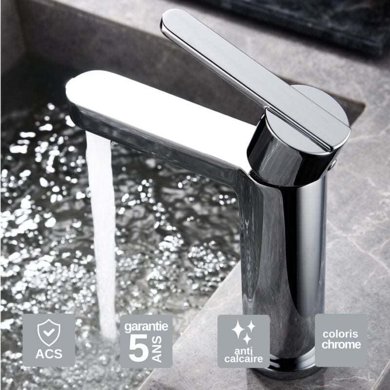 Robinet Mitigeur de Lavabo anti-calcaire Bec Bas Chrome IMEX ROMA BDR001-1