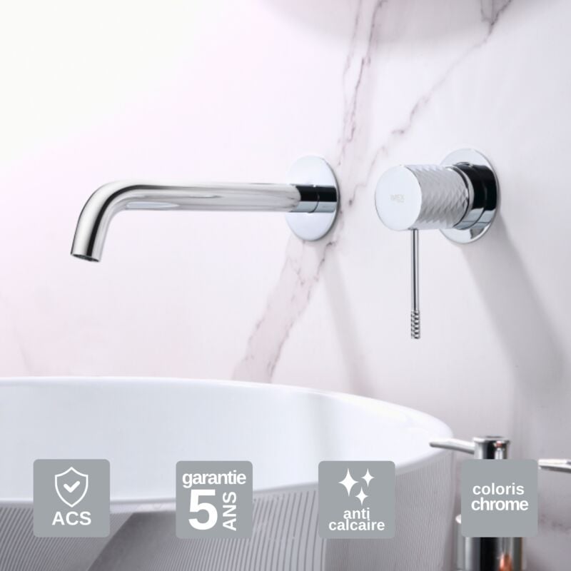 Imex Products - Robinet Mitigeur de Lavabo anti-calcaire Encastré Chrome imex genova GLG053