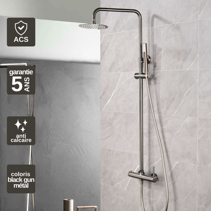 Imex Products - Colonne de Douche anti-calcaire Black Gun Métal imex monza BDM039/BGM