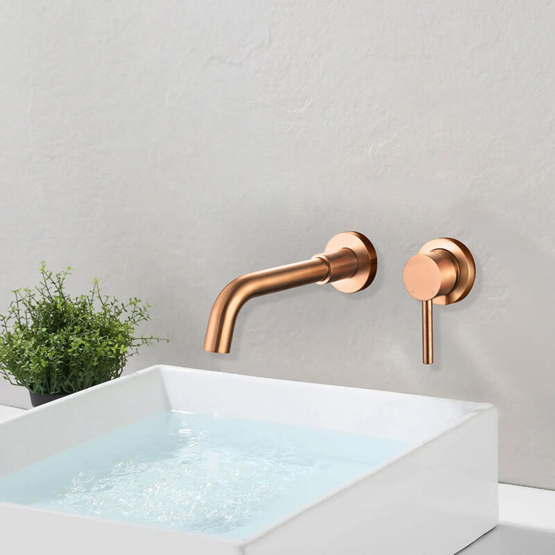 Robinet mitigeur de lavabo encastré muro cuivre brossé