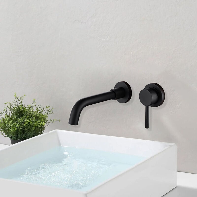Robinet mitigeur de lavabo encastré muro noir mat