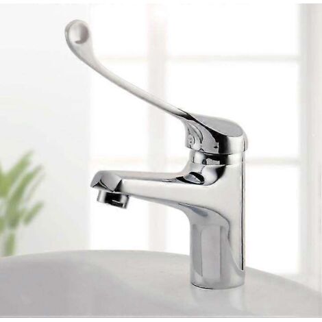 Robinet mitigeur de lavabo Medical Lever, robinet de salle de bain PMR, chromé, argent