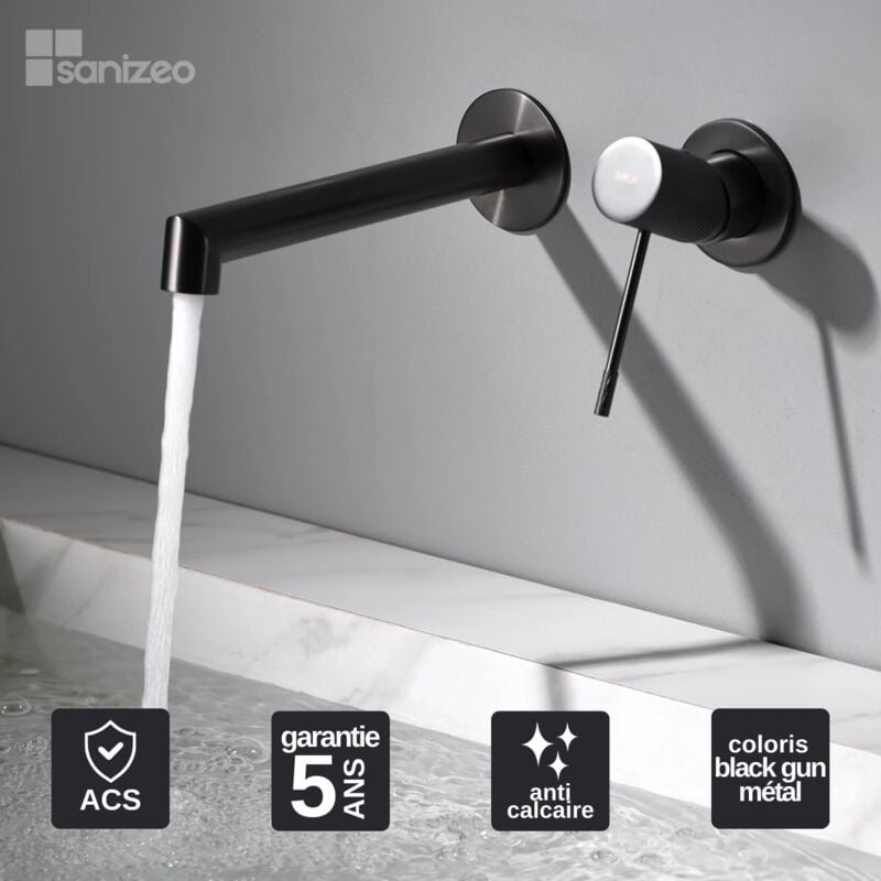 Imex Products - Robinet Mitigeur de Lavabo anti-calcaire Encastré Black Gun Métal imex line GLD038/BGM