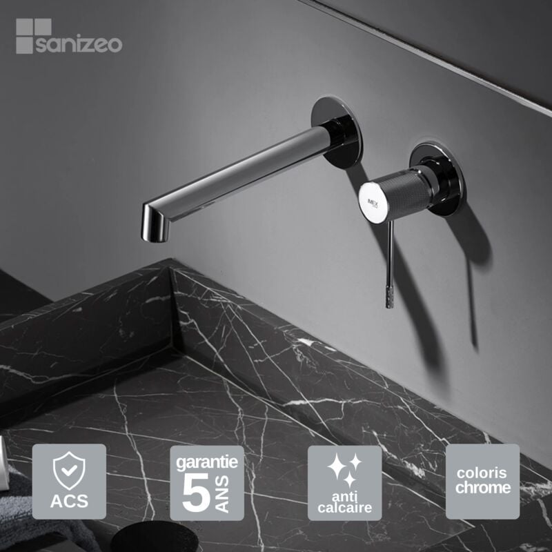 Robinet Mitigeur de Lavabo anti-calcaire Encastré Chrome imex line GLD038