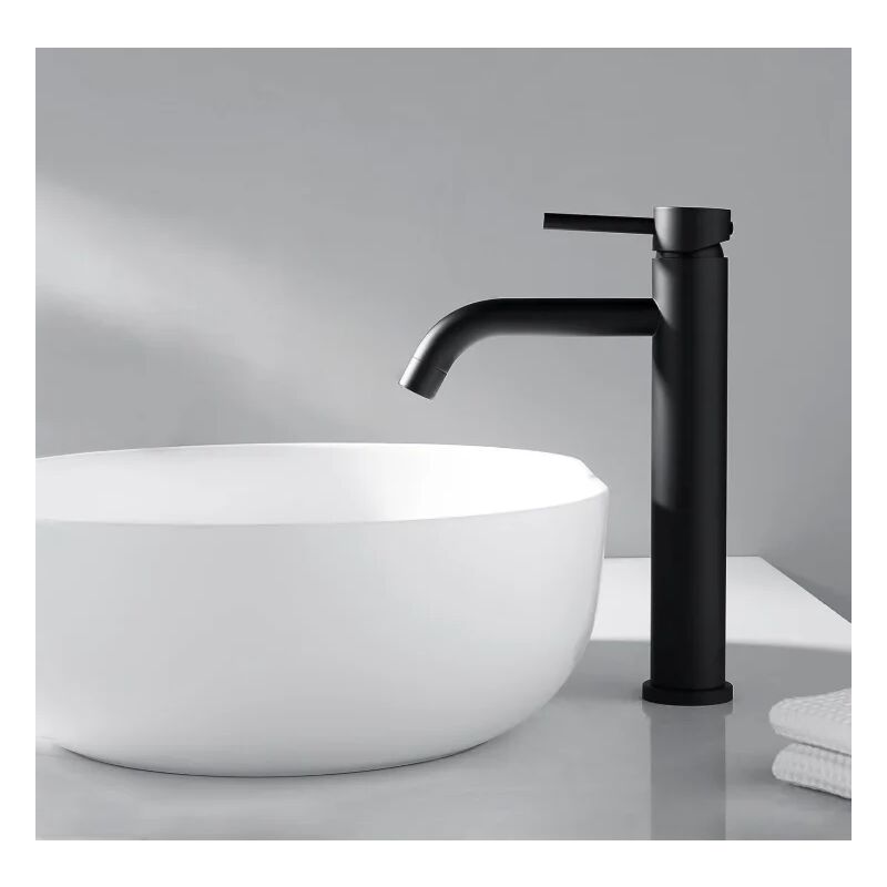 Robinet mitigeur de lavabo Salle de bain Robinet mitigeur d'évier Robinet mitigeur à bec haut avec poignée brodée pour salle de bain en laiton avec