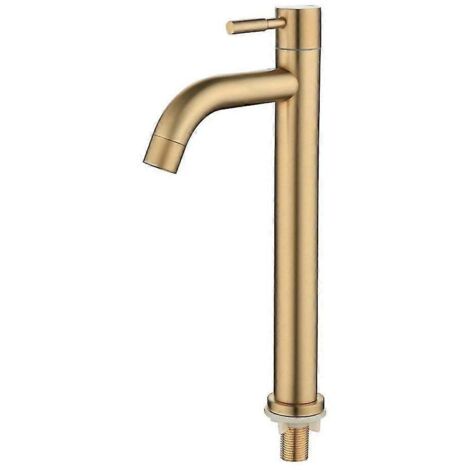 Robinet mitigeur de lavabo simple, finition or brossé, en acier inoxydable 304
