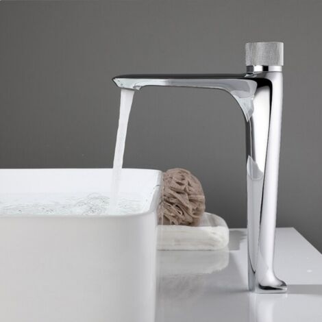 Robinet mitigeur de lavabo surélevé chrome, Santis
