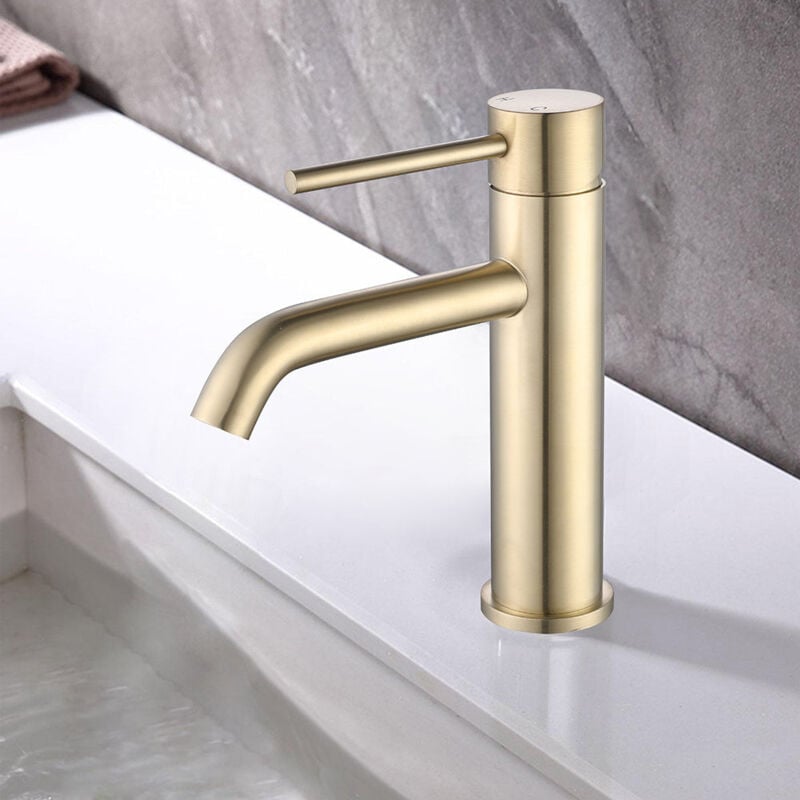 Bellegno - Robinet mitigeur de lavabo thermostatique piccola or brossé