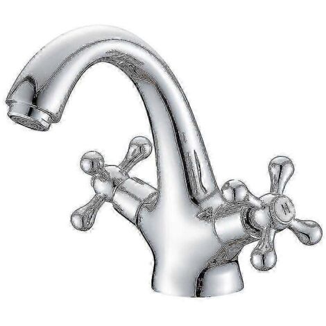 Robinet mitigeur de salle de bain chromé vintage avec cartouche à disque céramique, robinet de lavabo rétro