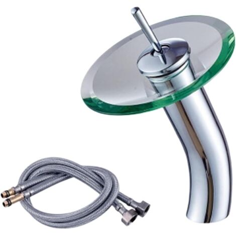 Robinet mitigeur de salle de bain en verre cascade, robinet mitigeur de cuisine, finition laiton chromé, robinets d'évier de cuisine nécessaires