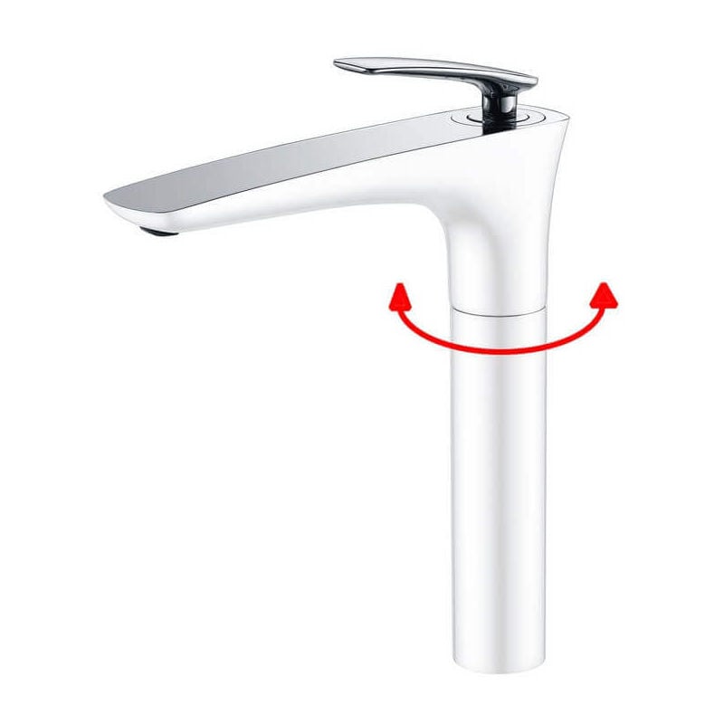 Robinet Mitigeur Evier/Vasque Surélevé - Chromé/Blanc - Concep't