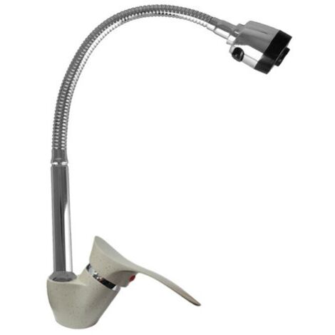 ROBINET MITIGEUR FLEXIBLE POUR ÉVIER DE CUISINE, MONTAGE SUR PIERRE JH8195W