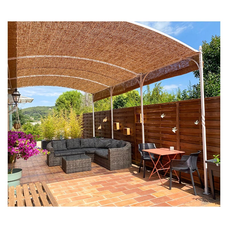 Toile d'ombrage 3 x 2 m en fibre de coco naturelle à poser sur une structure