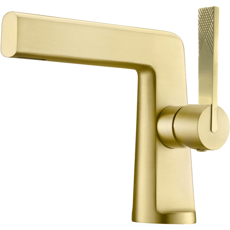 Kroos ® - Robinet mitigeur lavabo Doré brossé - Syros