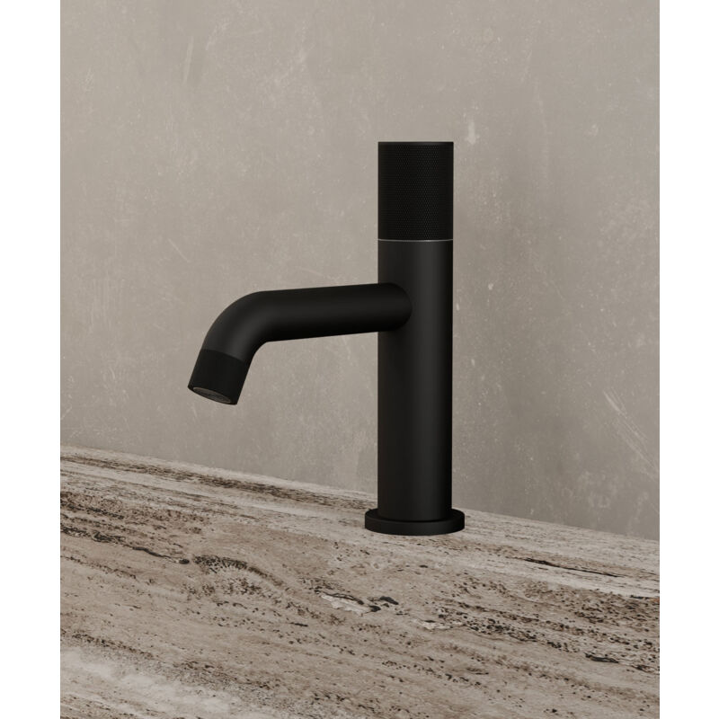 Kroos ® - Mitigeur de lavabo design Noir sans réglage de débit - Leros