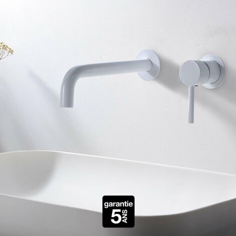 Robinet Mitigeur Lavabo Encastré Salle de Bain blanc mat – Anti-Calcaire – Design moderne - ETNA IMEX