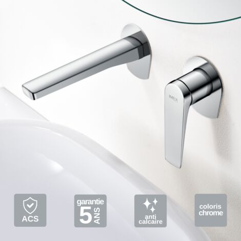 Robinet Mitigeur Lavabo Encastré Salle de Bain chromé – Anti-Calcaire – Design moderne - DELOS IMEX