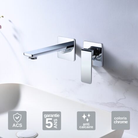 Robinet Mitigeur Lavabo Encastré Salle de Bain chromé – Anti-Calcaire – Design moderne - FIYI IMEX
