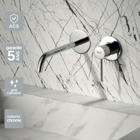 Robinet Mitigeur Lavabo Encastré Salle de Bain chromé – Anti-Calcaire – Design moderne - MILOS IMEX
