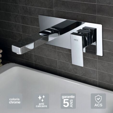 Robinet Mitigeur Lavabo Encastré Salle de Bain chromé – Anti-Calcaire – Design moderne - SUIZA IMEX