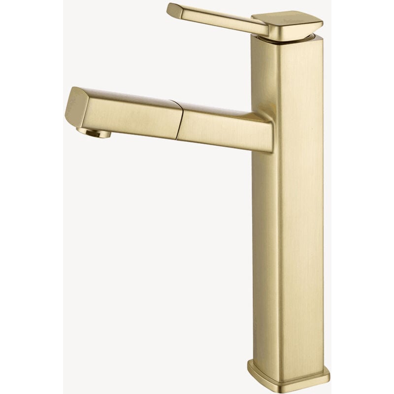 Kroos ® - Robinet mitigeur vasque avec bec extractible Doré brossé - Graffias