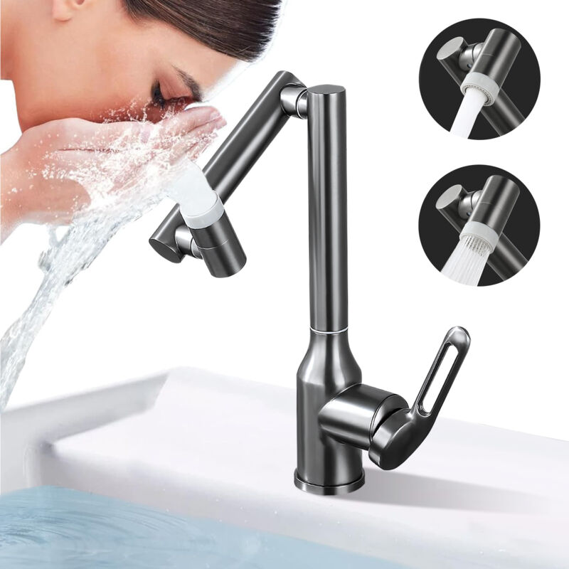 Sdlogal - Robinet Mitigeur Lavabo Haut Robinet Cascade Rotation à 360 Degrés, Robinet Salle de Bain, Mélangeur l'Eau Chaude et Froide - Tuyau Inclus