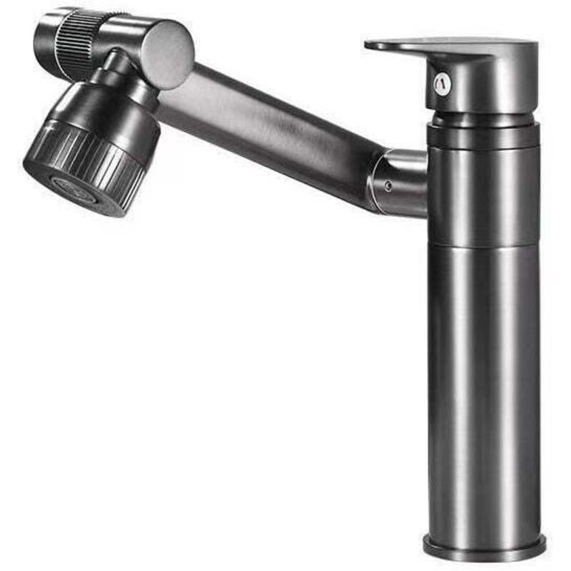 Robinet Mitigeur Lavabo Haut, SDLOGAL Rotation à 360 Degrés, Robinet Salle de Bain, Mélangeur l'Eau Chaude et Froide - Gris